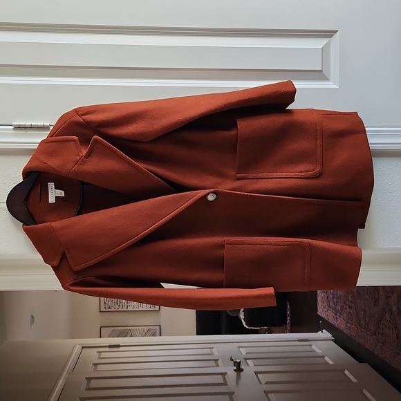 Topshop Carly Rust Orange brown coat petite 2 - Picture 2 of 10